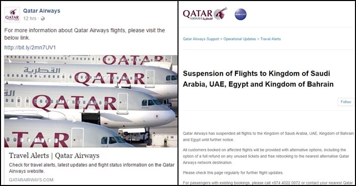 qatar airways statement travel ban uae qatar saudi egypt